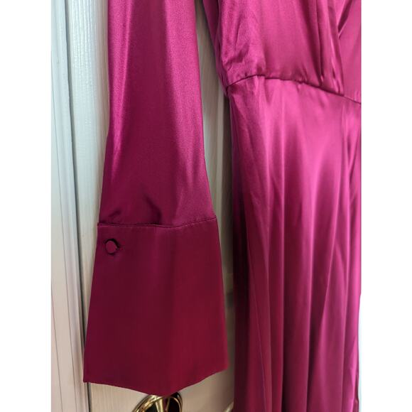 Banana Republic Dress Size 4P Etude 100% Silk Maxi Berry Pink Fuchsia NWT - Picture 14 of 16